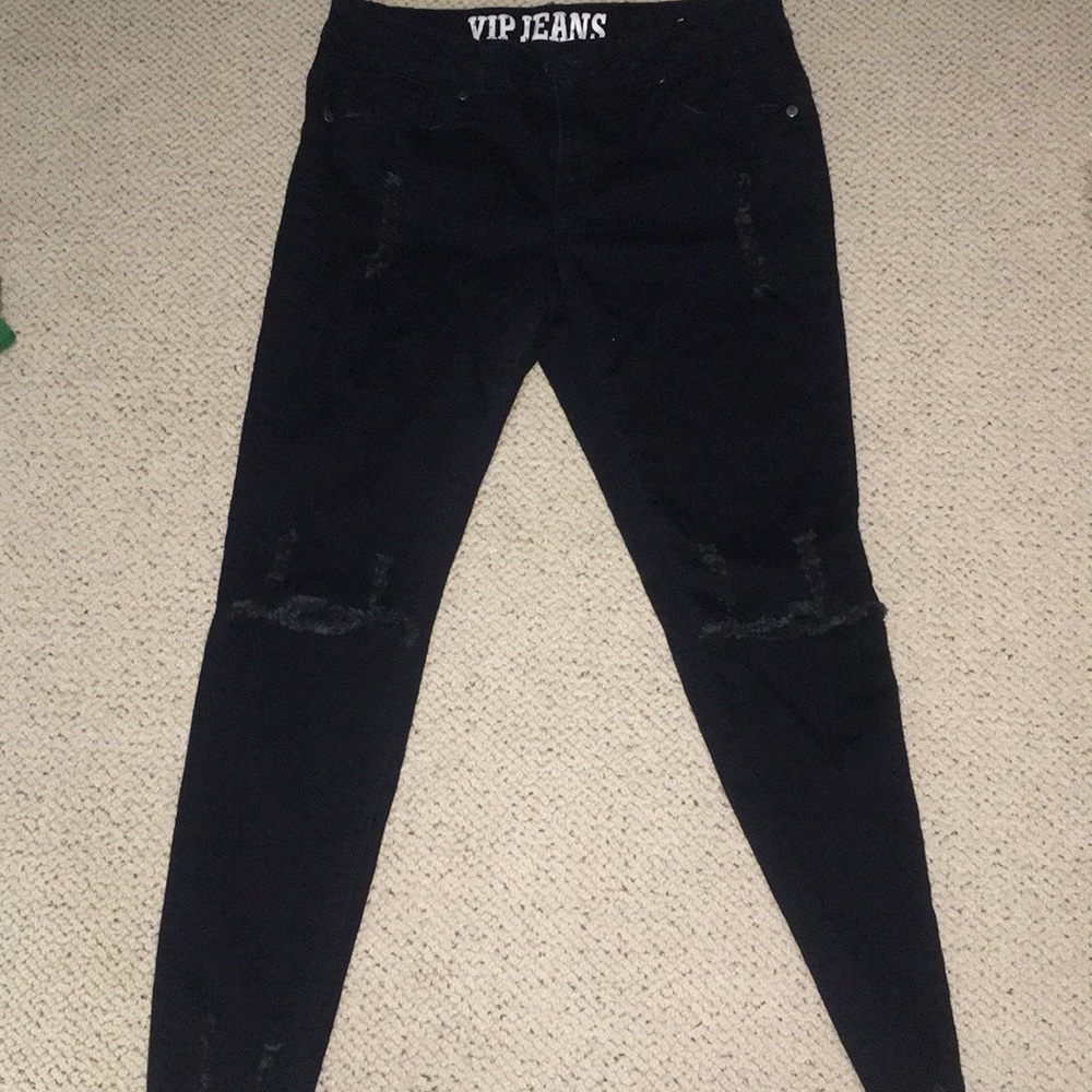 VIP black distressed skinny jeans